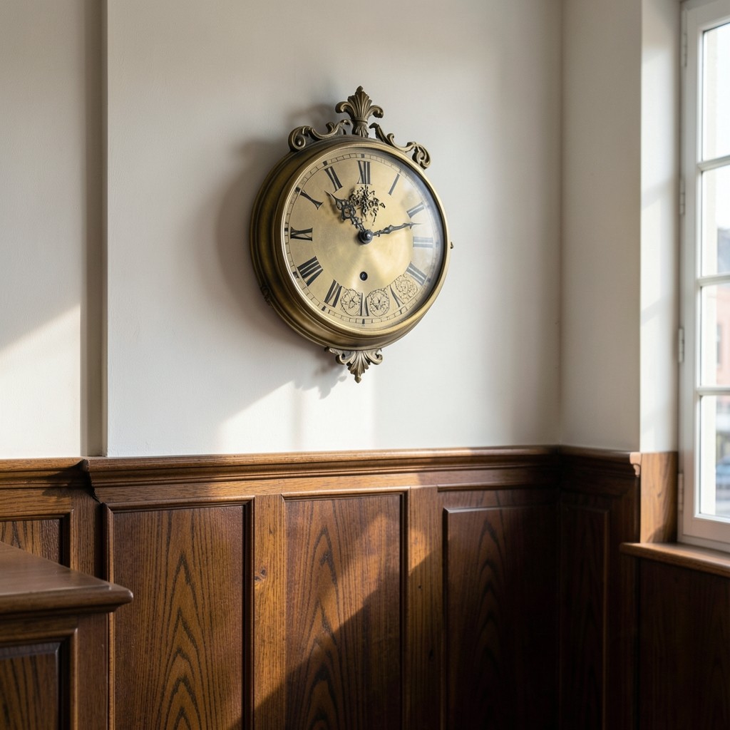 Reloj de pared antiguo en oficina de consultoría laboral